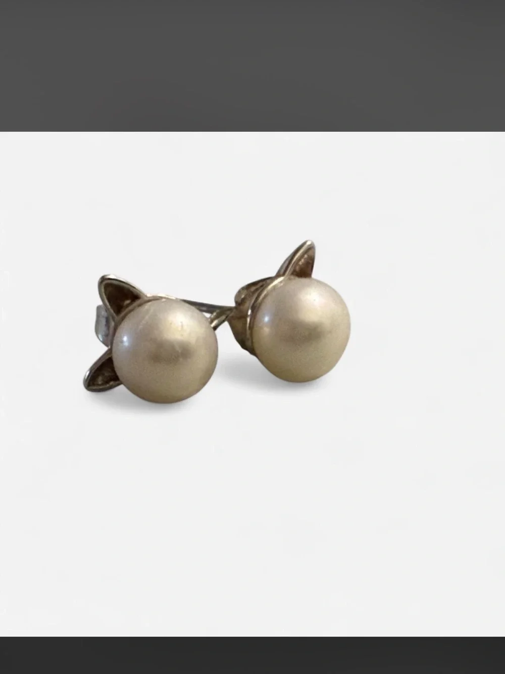 Vintage Sterling Silver Pearl Stud Earrings